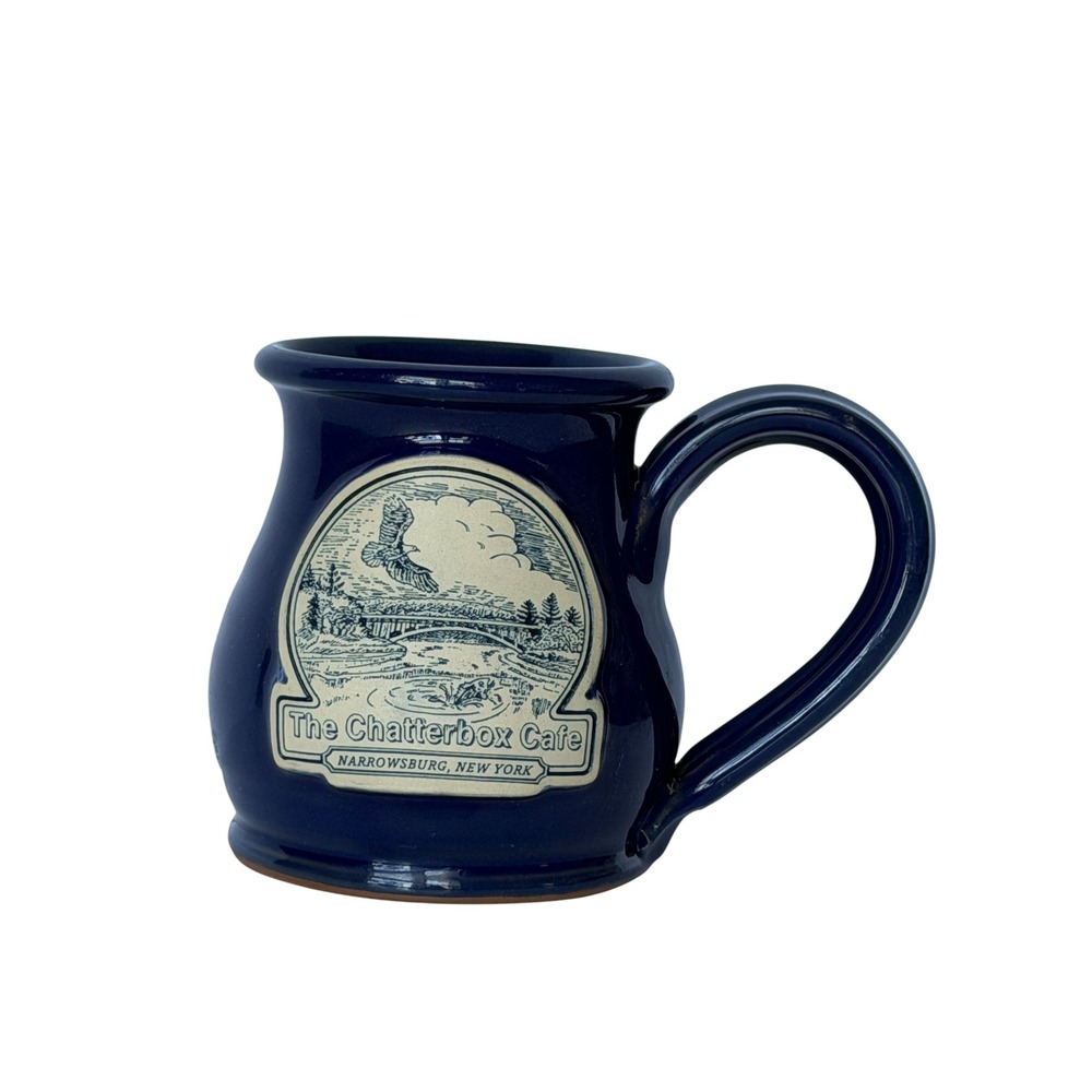 The Chatterbox Cafe Narrowsburg NY Blue Deneen Stoneware Pottery‎ Eagle Mug Cup